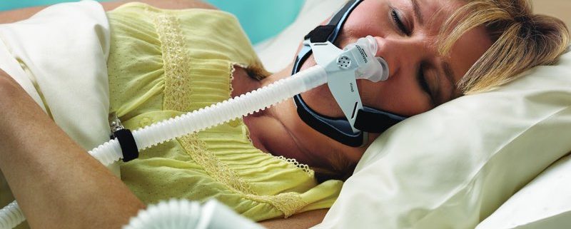 Woman with CPAP