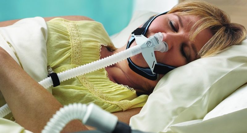 Woman with CPAP